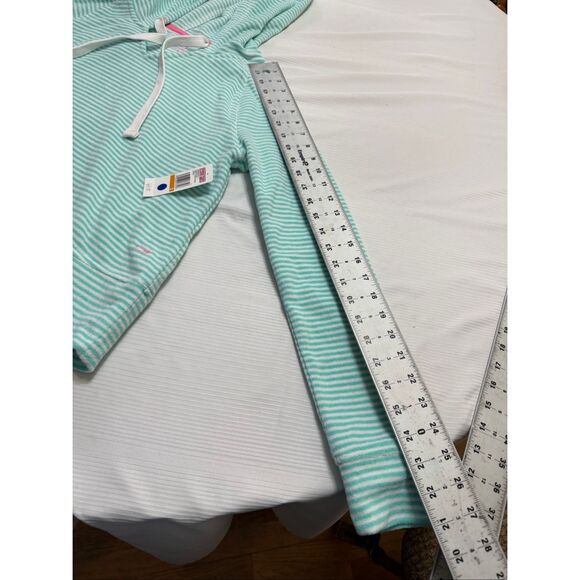 NWT Vineyard Vines Green White Stripe Terry Cloth Towel Hoodie Size Small New - Picture 6 of 10